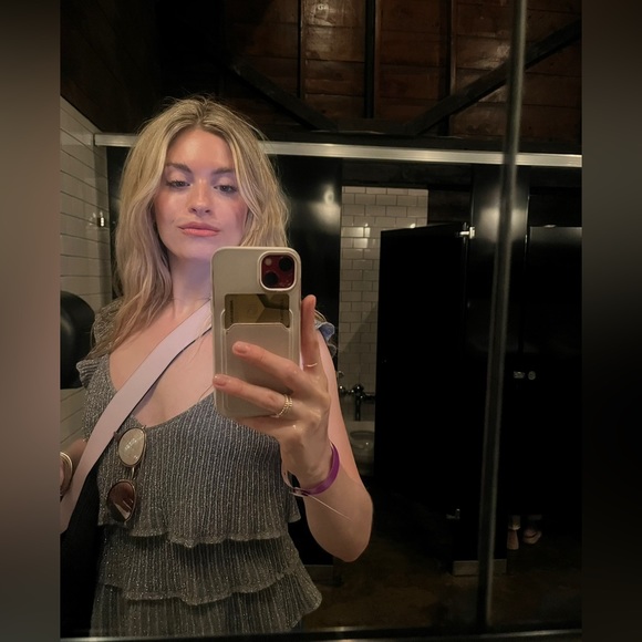 Armani exchange metallic peplum scalloped sweater top - Picture 3 of 5